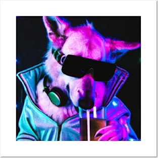 Celebrity Party Dog Synthwave Retro Posters and Art